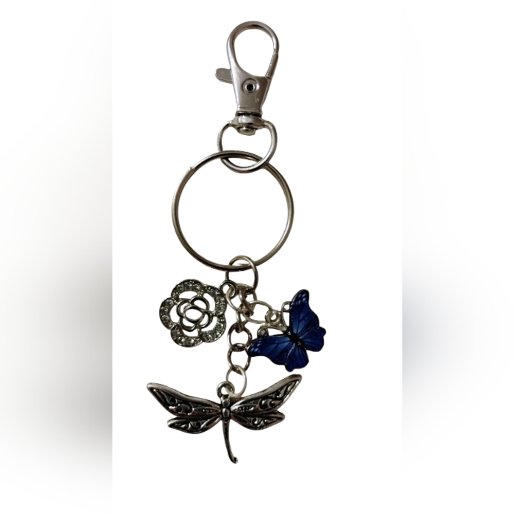 Hand Crafted Silver and Blue Bag Charm/Key Chain